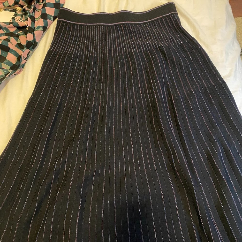 DVF Sammy Pleat Skirt - Black shimmer